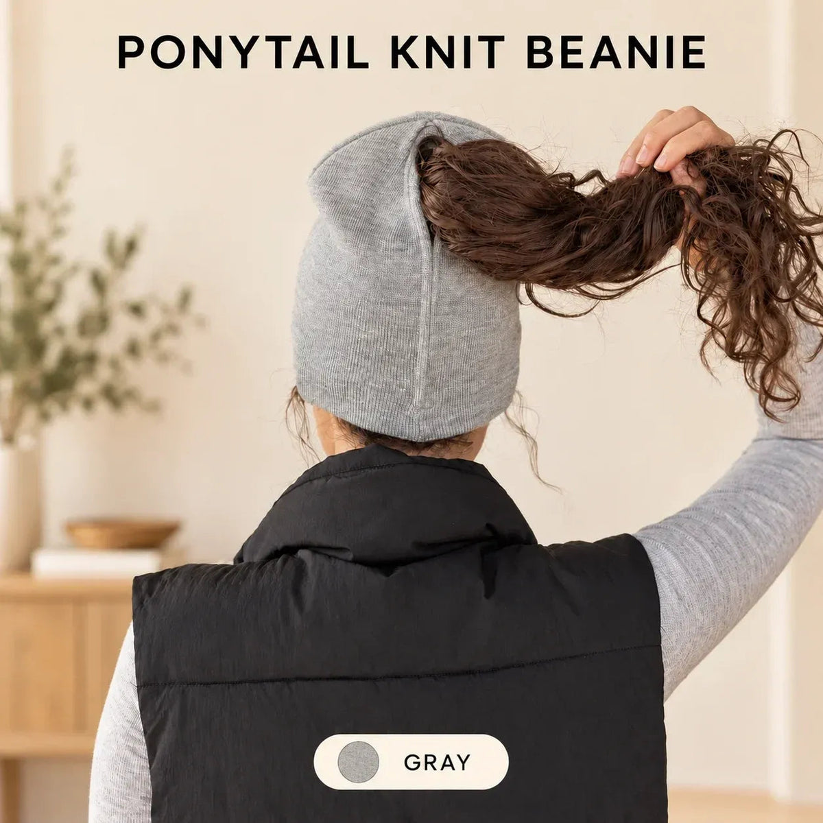 🤎 Ponytail Knit Beanie - Cute Slouchy Winter Hat with Hair Opening 🎀
