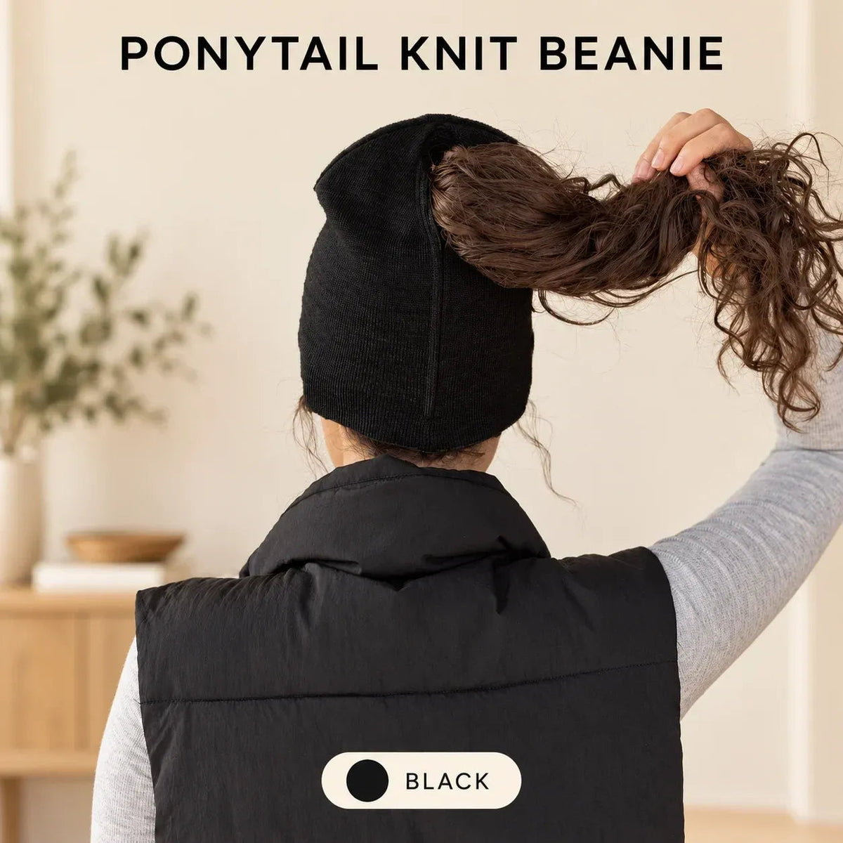 🤎 Ponytail Knit Beanie - Cute Slouchy Winter Hat with Hair Opening 🎀