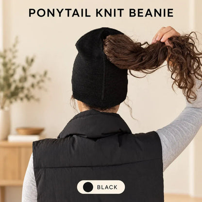🤎 Ponytail Knit Beanie - Cute Slouchy Winter Hat with Hair Opening 🎀