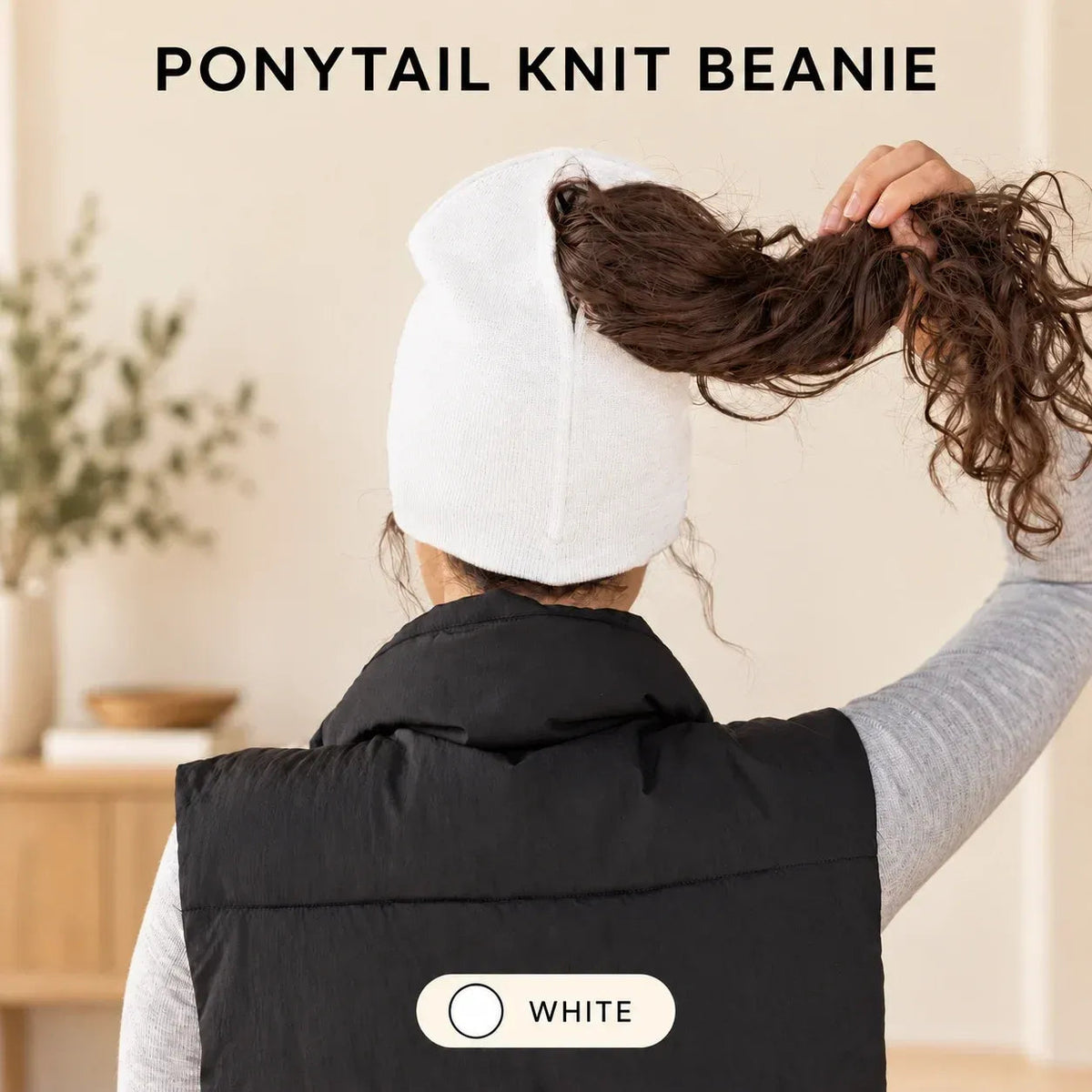 🤎 Ponytail Knit Beanie - Cute Slouchy Winter Hat with Hair Opening 🎀