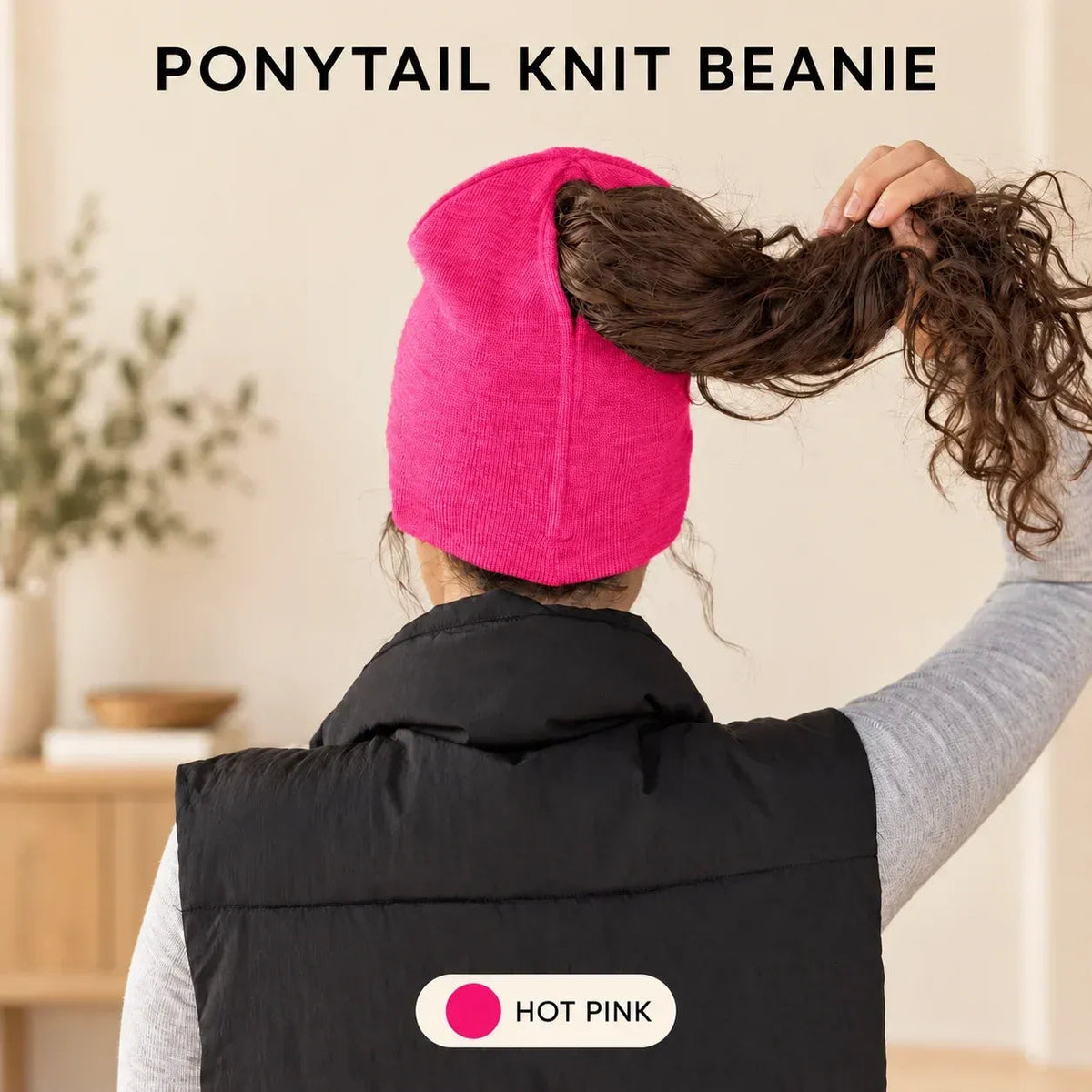 🤎 Ponytail Knit Beanie - Cute Slouchy Winter Hat with Hair Opening 🎀