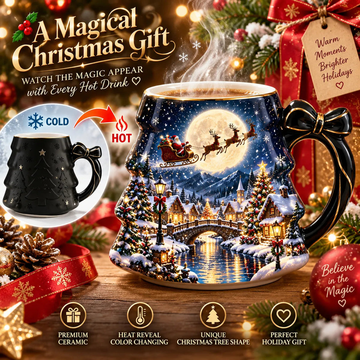 ☕ Christmas Magic Color Changing Mug - Heat Reveal Holiday Cup 🎄