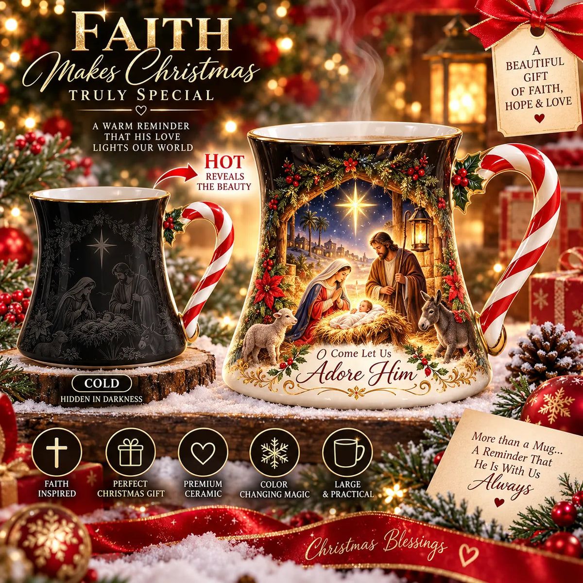 🎄 Last Day 50% OFF🎁Christmas Magic Color-changing Mug – Heat Reveal Holiday Gift