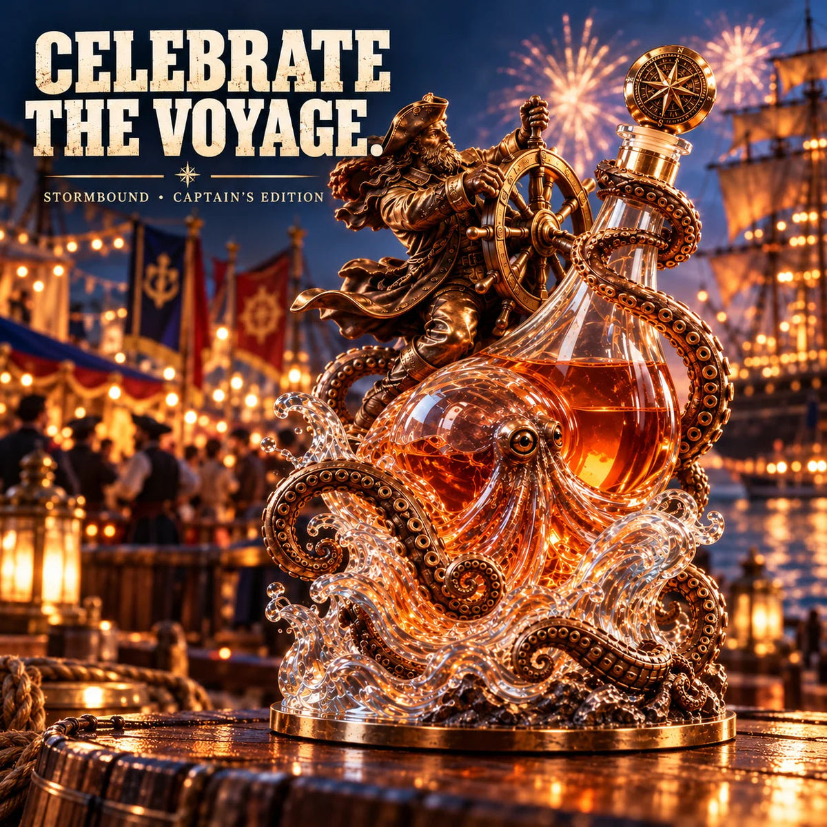 ⚓ Stormbound Captain & Deep-Sea Octopus Whiskey Decanter – 2026 Nautical Collector’s Edition 🥃