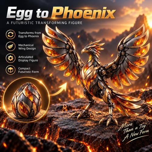 🔥 Mechanical Transforming Phoenix Egg - 2-in-1 Sci-Fi Figure