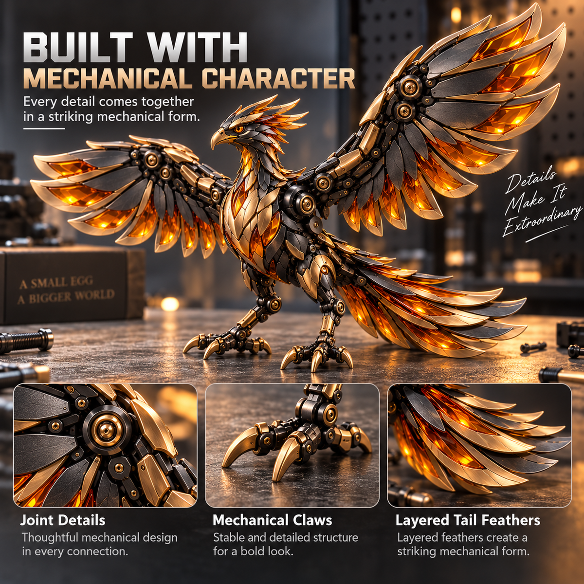 🔥 Mechanical Transforming Phoenix Egg - 2-in-1 Sci-Fi Figure