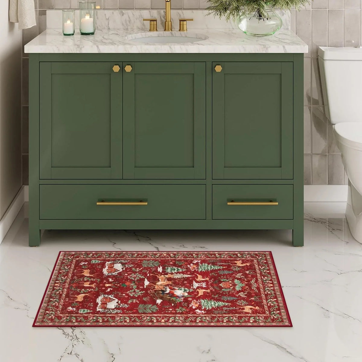 Christmas Deer Santa Long Rug🎅