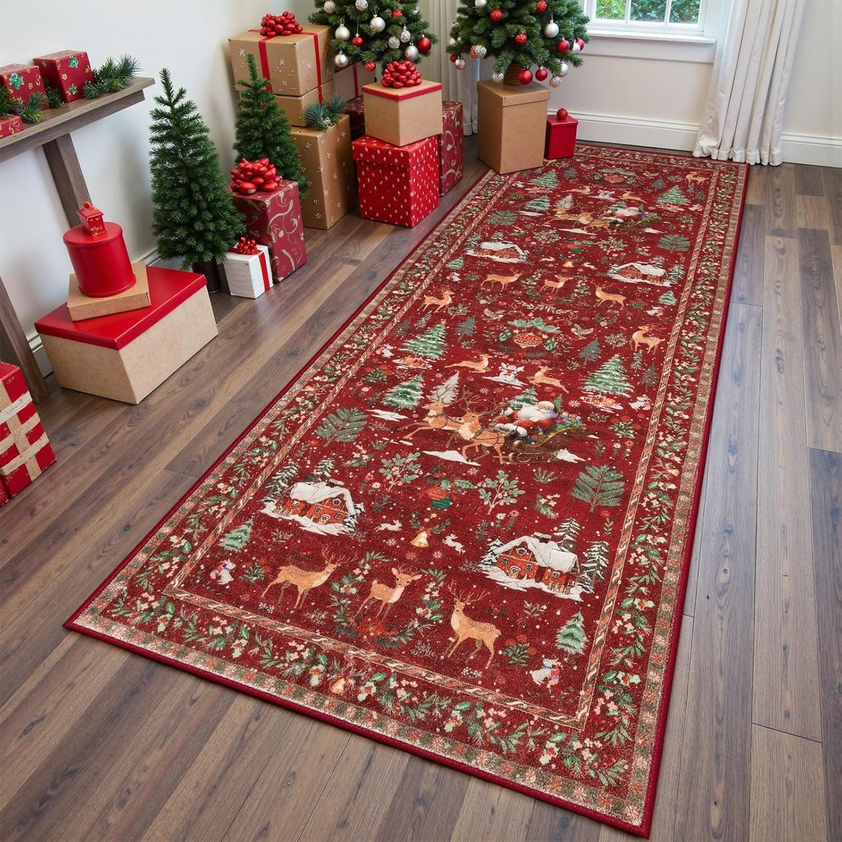 Christmas Deer Santa Long Rug🎅
