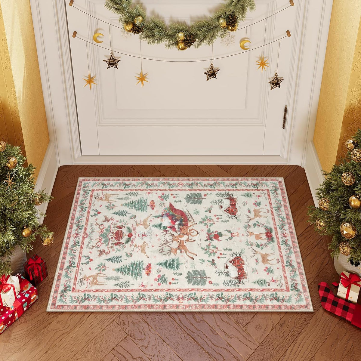 Christmas Deer Santa Long Rug🎅