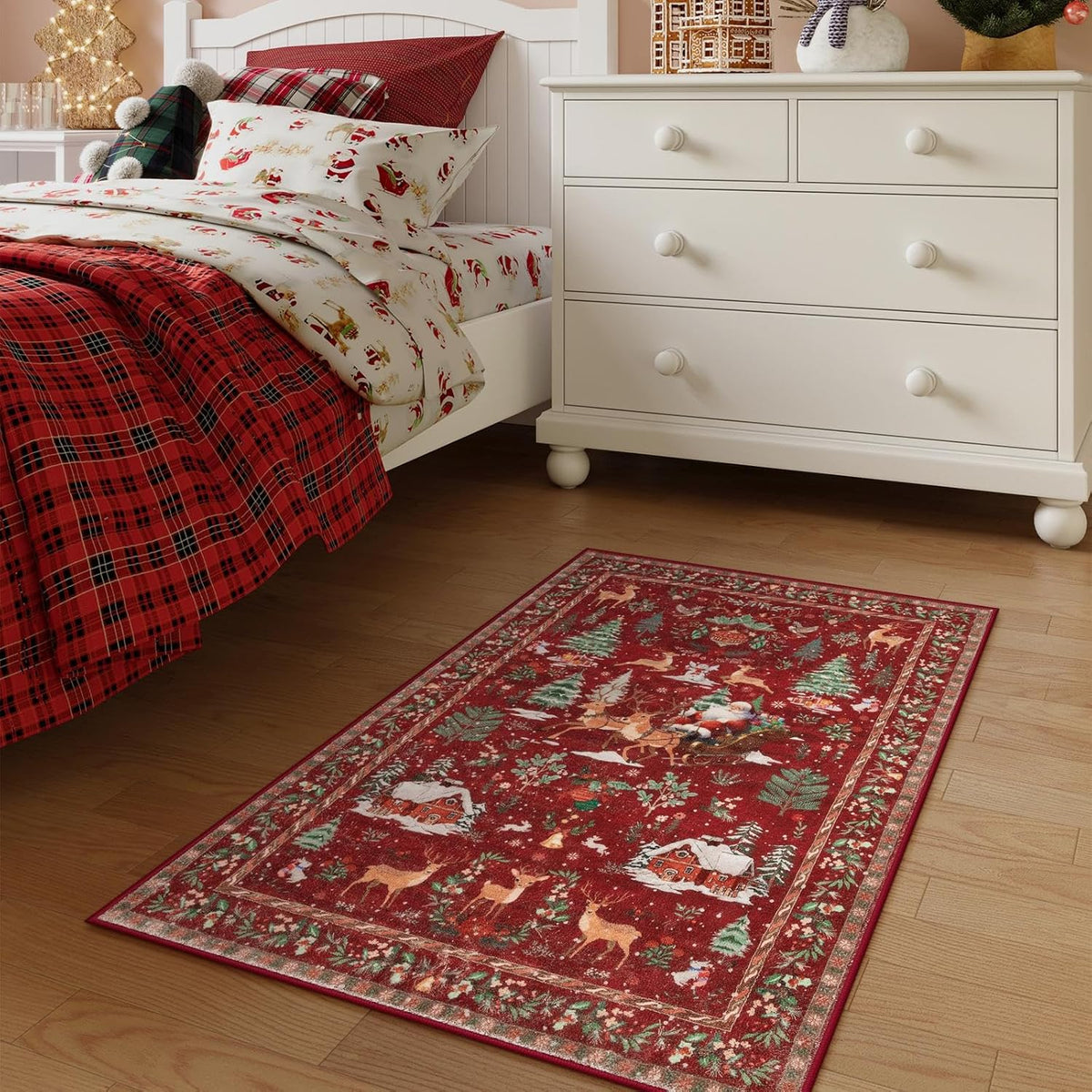 Christmas Deer Santa Long Rug🎅