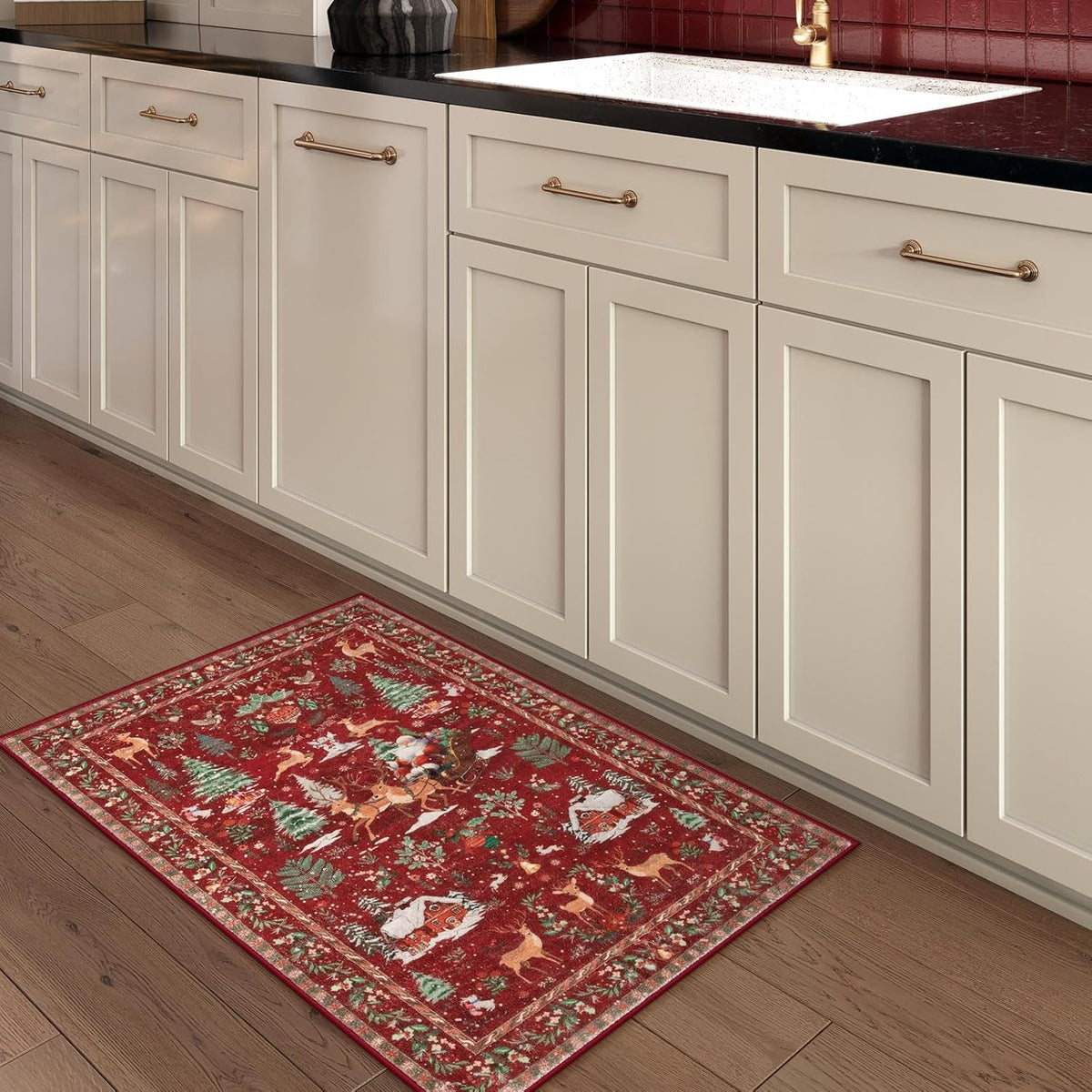 Christmas Deer Santa Long Rug🎅