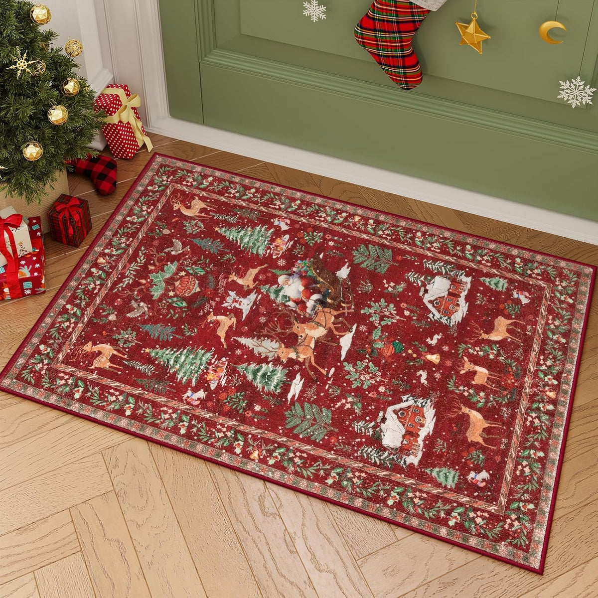 Christmas Deer Santa Long Rug🎅