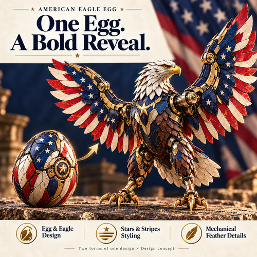 ⌛last Day 49% Off -🦅 American Eagle Transforming Egg – Stars & Stripes Mechanical Figure With Bold Wing Details