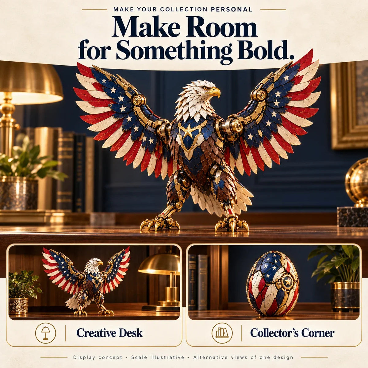 🔥last Day 49% Off -🦅 American Eagle Transforming Egg – Stars & Stripes Mechanical Figure With Bold Wing Details！！！