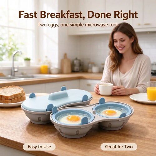 🥚 Microwave Egg Poacher 🍳 Quick 2-Egg Breakfast Cooker