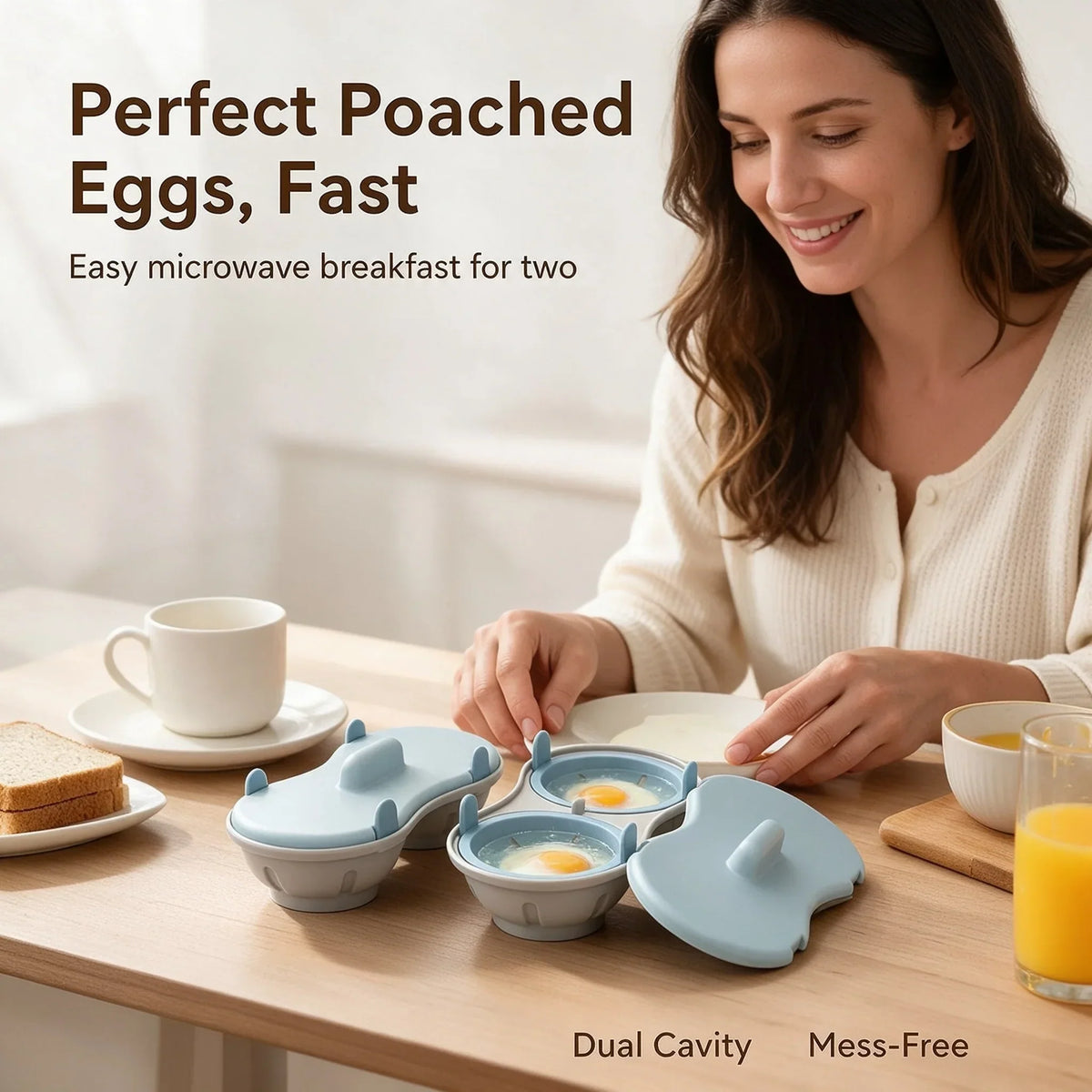 🥚 Microwave Egg Poacher 🍳 Quick 2-Egg Breakfast Cooker