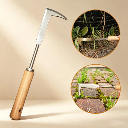 Stainless Steel Crevice Weeder with Ergonomic Wooden Handle – Manual Weed Remover for Patio, Pathways & Yard