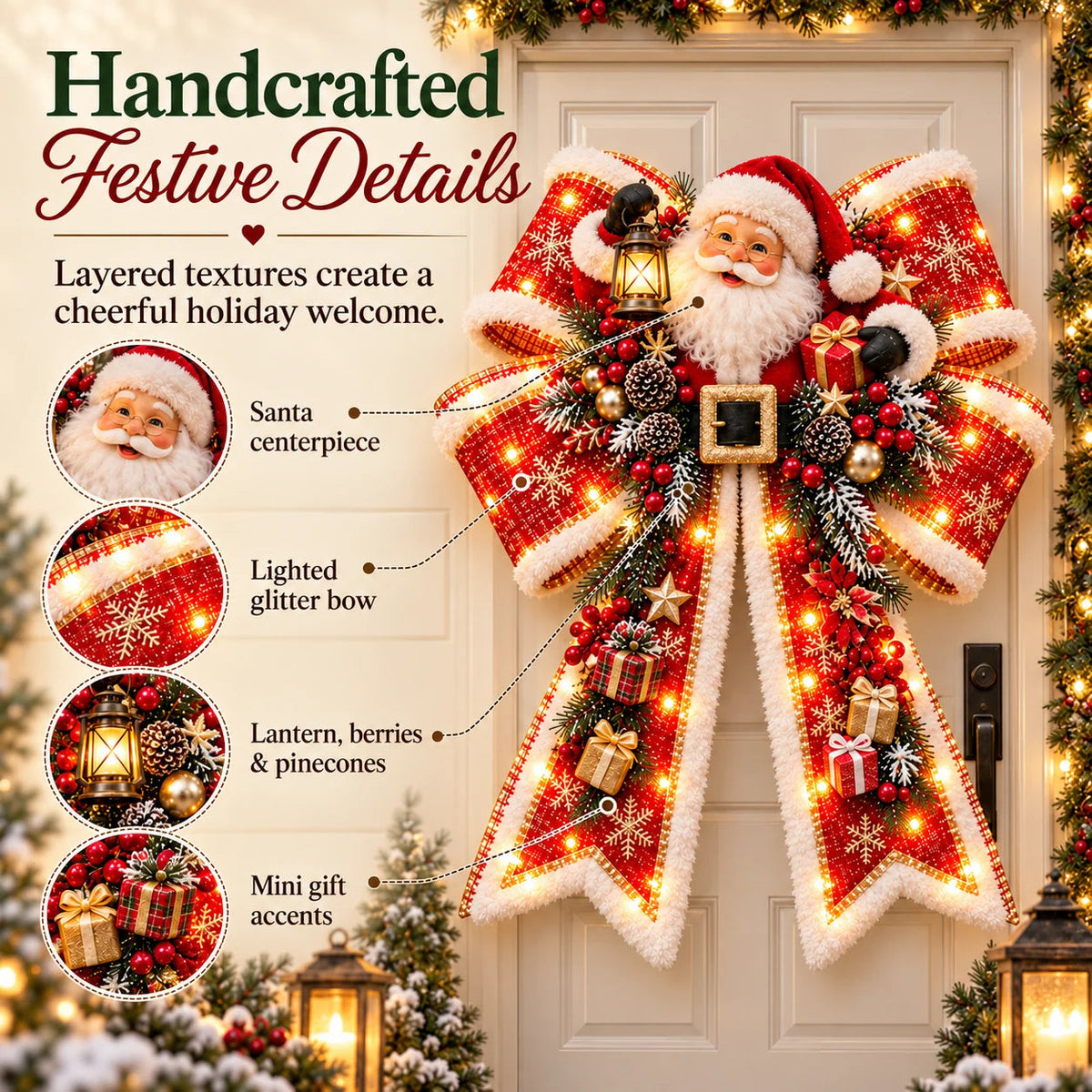 🎀 Oversized Light-Up Christmas Bows — 6 Festive Styles for a Magical Holiday Welcome ✨🎄