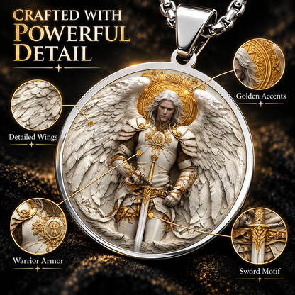 ⚔️ Angel Warrior Pendant Necklace – Stainless Steel Faith Jewelry for Men