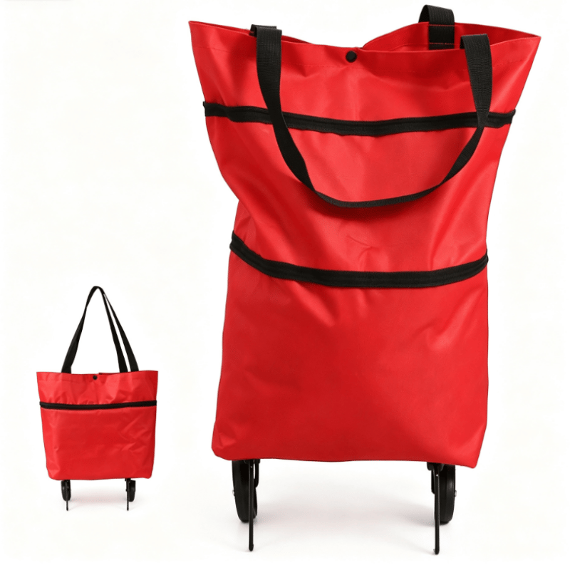 Shopping bag with wheels, foldable small trolley for groceries, portable, large-capacity women's bag for home use