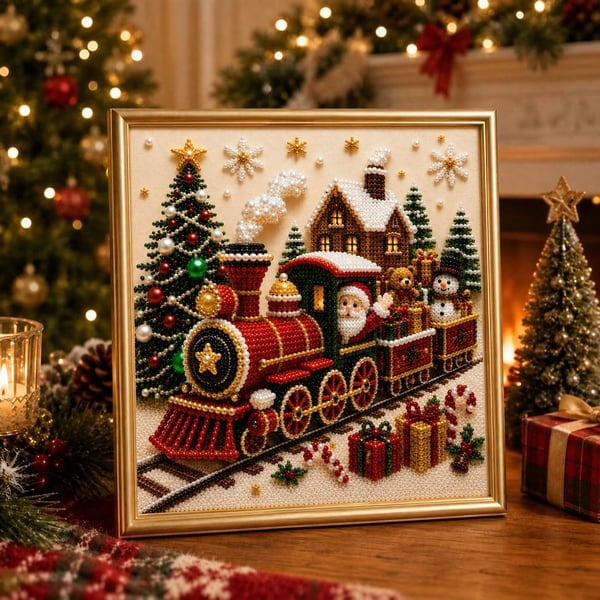 ✨ 3D Christmas Shimmering Pearl Art Diamond Painting DIY Craft Kit 🎄