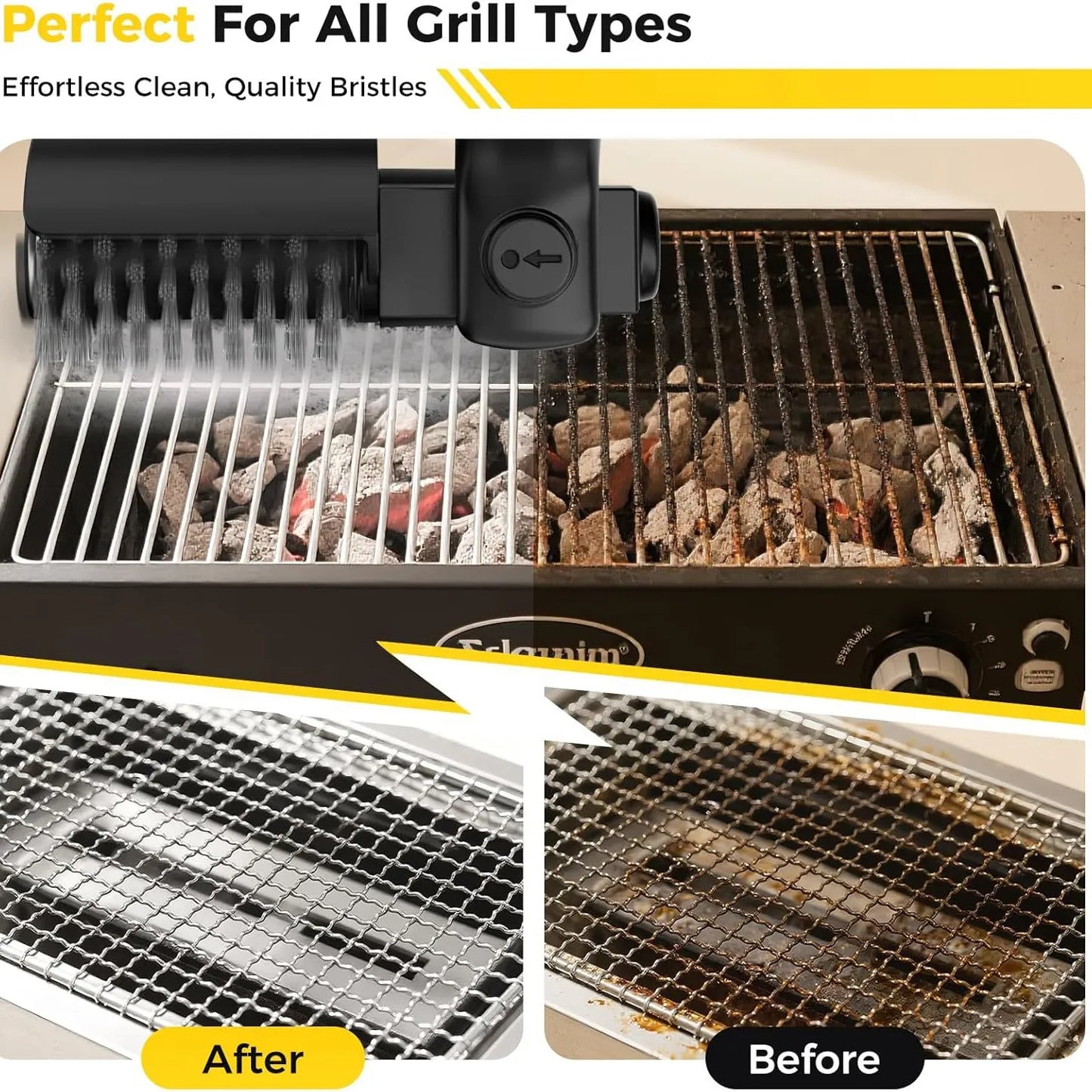 🔥 HOT SALE 🧼 Cordless Rotary Grill Brush – High-Speed Bristle-Free Cleaning for Tough Grease