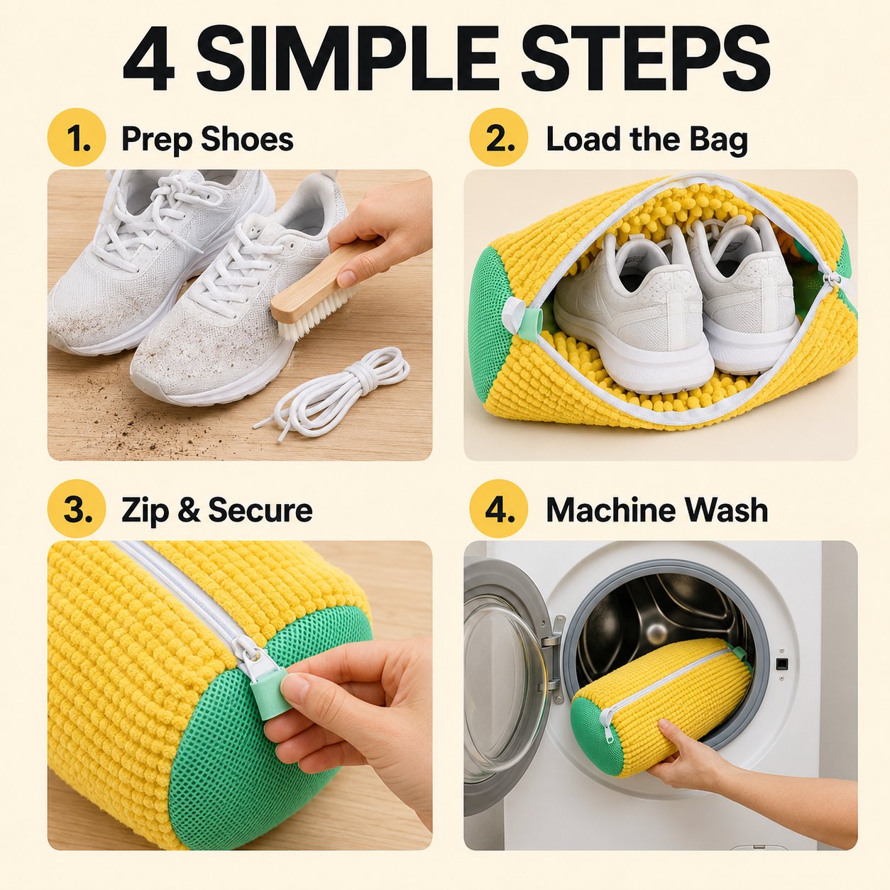 🫧Shoe Washing Bag – Gentle 360° Cleaning With Less Scrubbing