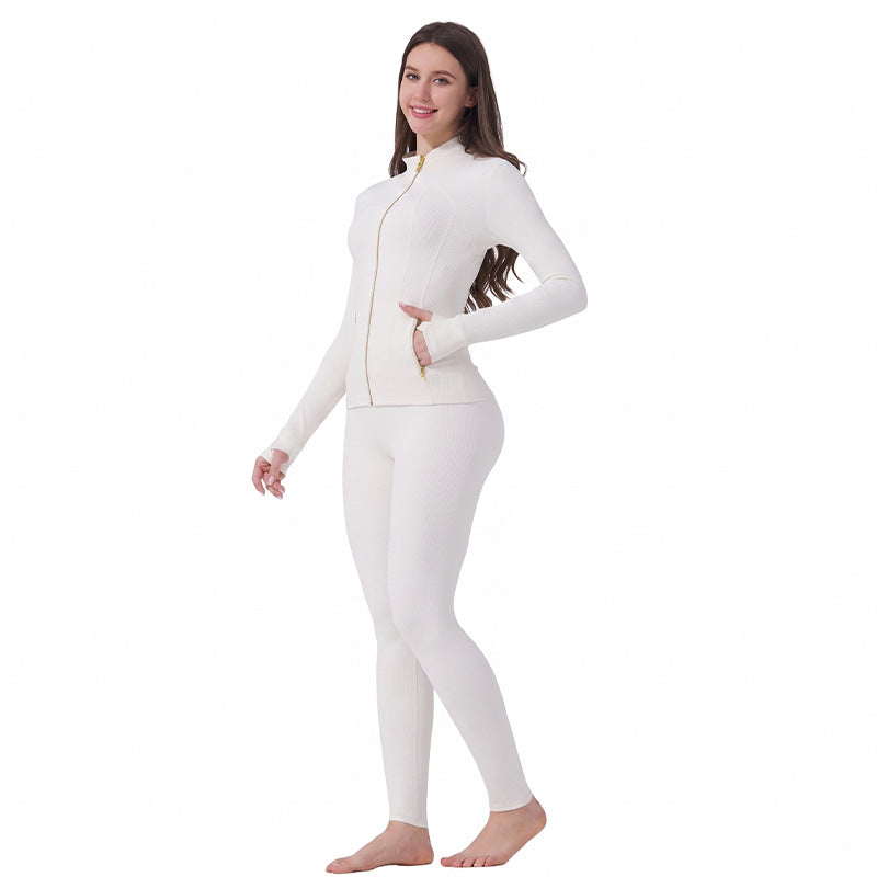 ✨ Sculpt-Seamless 2-Piece Athletic Performance Jacket & High-Waist Leggings Active Set 🏃‍♀️
