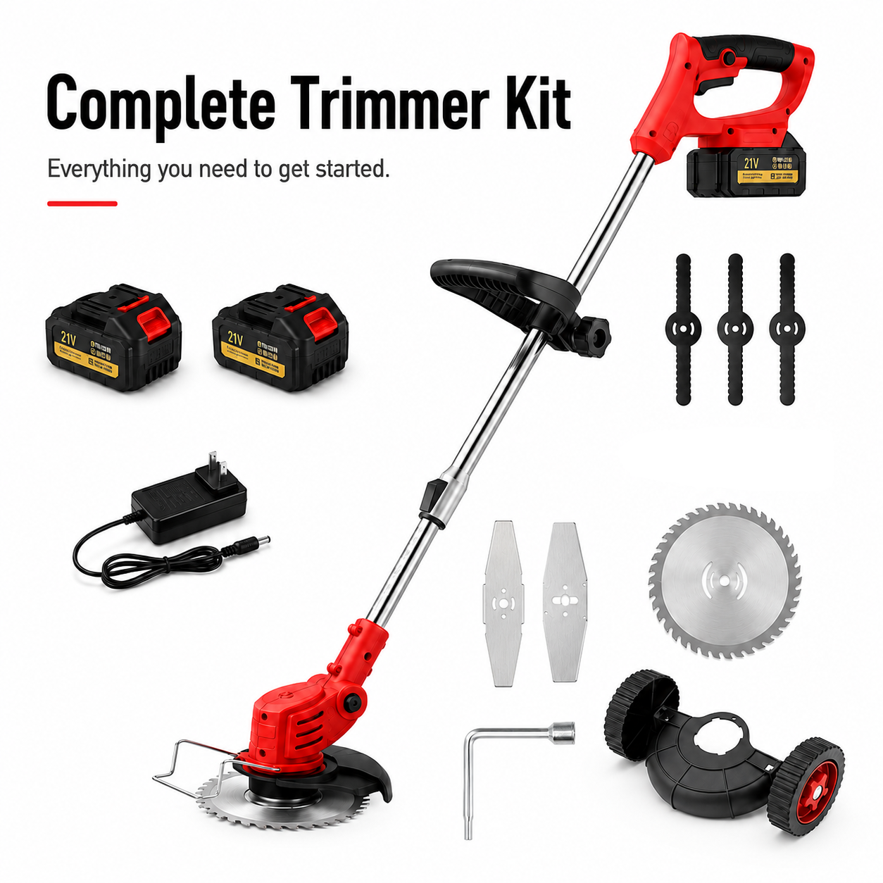 🔥 50% OFF 3-in-1 Cordless Weed Whacker with Adjustable Handle & Removable Support Wheels