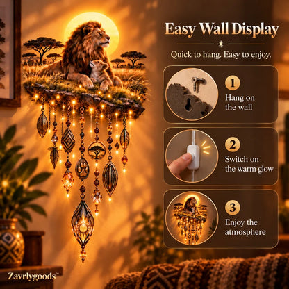 🔥Today 59% OFF🔥Majestic Savannah Family Glow™ – Lion & Cub Illuminated Wall Decor