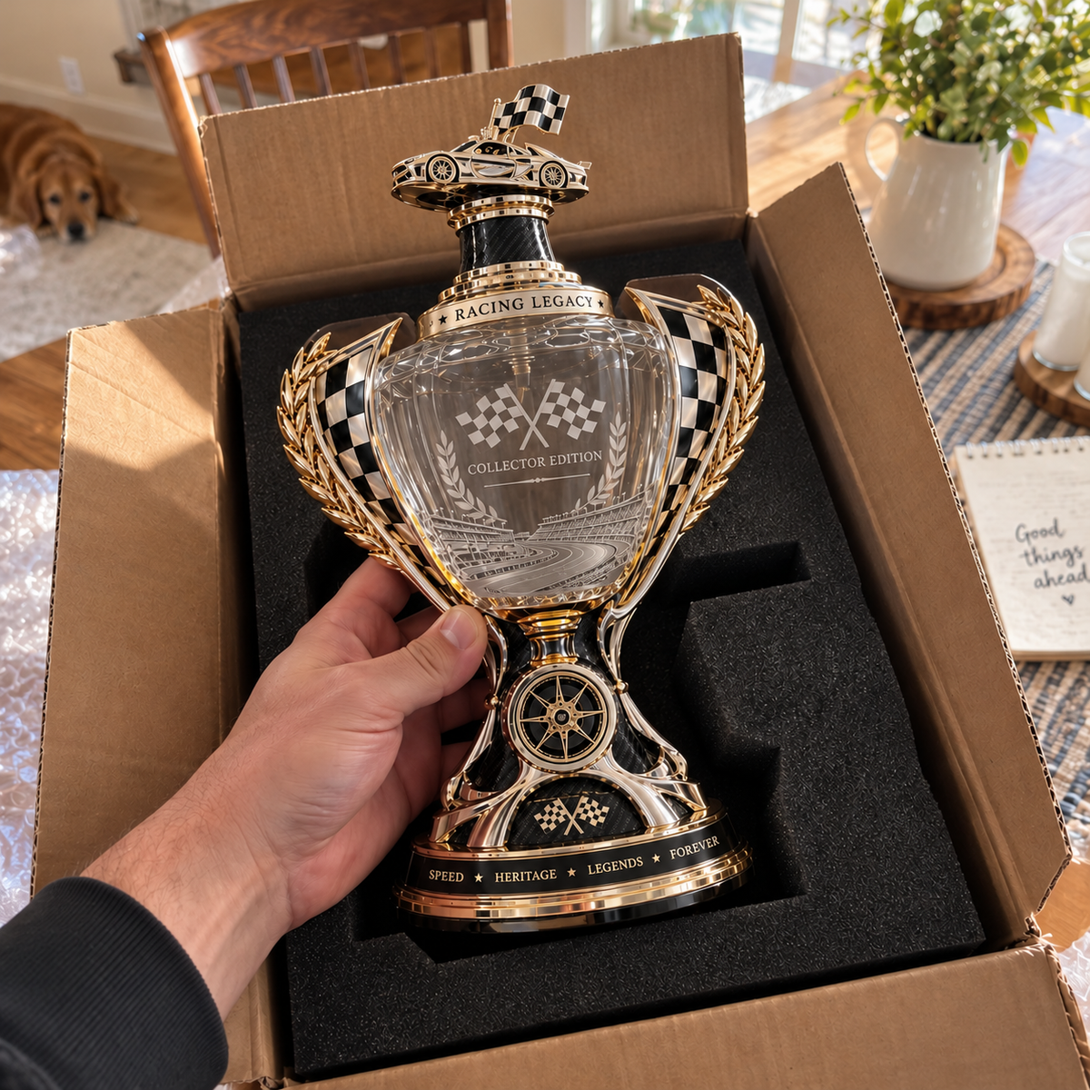 🏁 Racing Legacy Trophy Whiskey Decanter – Collector’s Edition 🏆