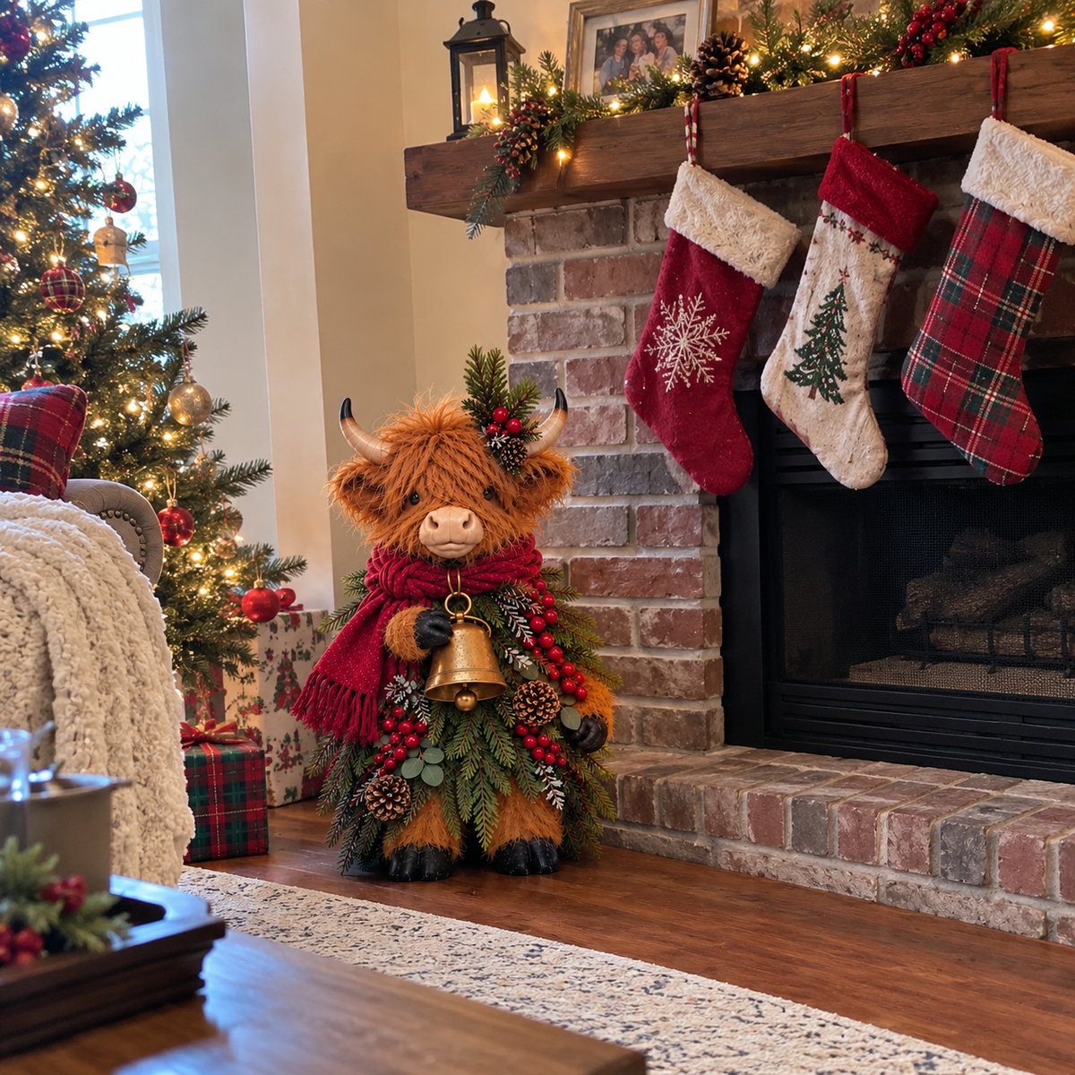 🐮 Christmas Highland Cow Decor 🎄 Cozy Farmhouse Holiday Accent