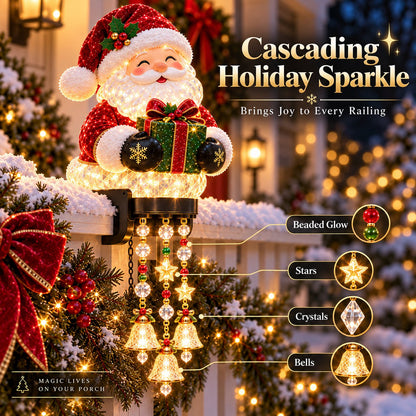 ✨ Lighted Christmas Porch Railing Hanging Characters with Cascading LED Ornaments 🎄