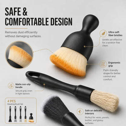 🔥 LIMITED-TIME 50% OFF! 🚗 4-Piece Car Detailing Brush Set – Clean Every Corner Without Scratches ✨