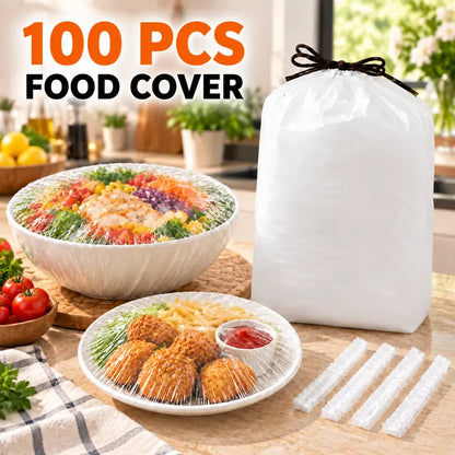 🌿 Save 50% Today ✨ 100PCS Elastic Stretch Food Covers – Quick-Fit Bowl & Plate Covers