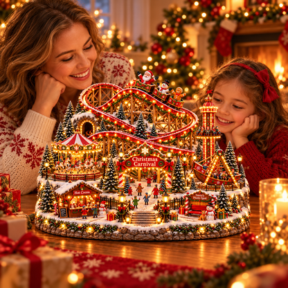 🔥 Last Day 50% OFF 🎢 Magical Christmas Carnival – Animated Roller Coaster & Lighted Decor