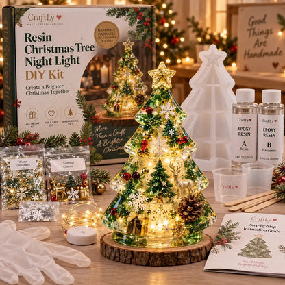 🔥HOT SALE🔥🎄 DIY Crystal Resin Christmas Tree Night Light Craft Kit with Warm Fairy Lights ❄️