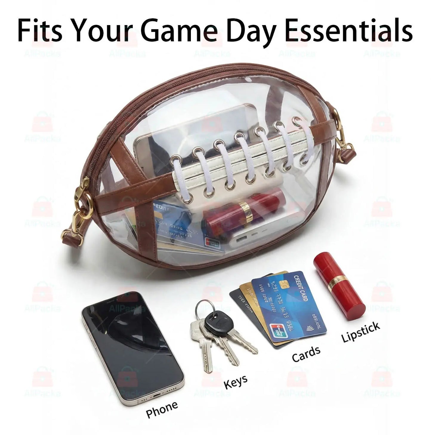 🔥 Limited-Time 50% OFF Clear Soccer Game Day Crossbody Bag 🏈