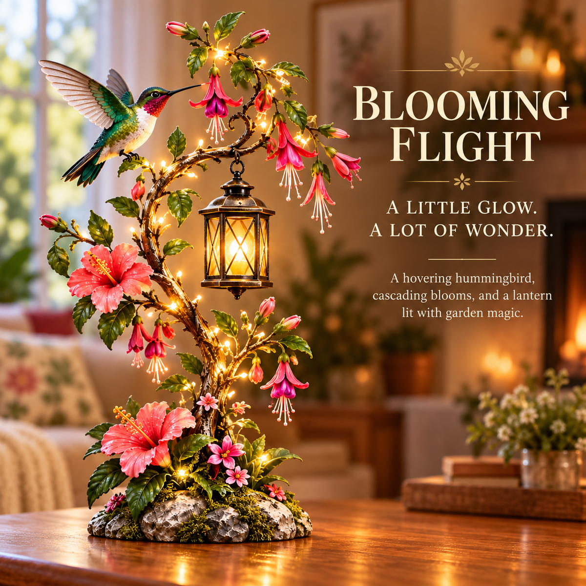 ⏰Limited Stock 50% OFF - 🌺 Hummingbird Garden Lantern Light | Lighted Floral Table Decor