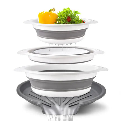 ⚡ 50% OFF 3-Piece Collapsible Colanders with Drainage Base 💧 Rinse, Drain & Store With Ease