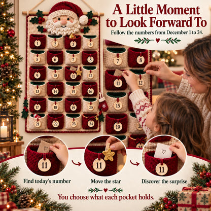 ⏳ Last Day 49% OFF – 🎄 24-Pocket DIY Christmas Crochet Advent Calendar Kit with Moveable Star Marker 🧶