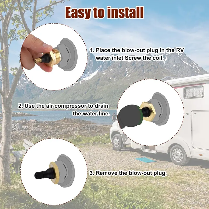 ❄️ 2-Pcs Brass RV Winterize Blowout Adapter 💨 Air Compressor Quick-Connect