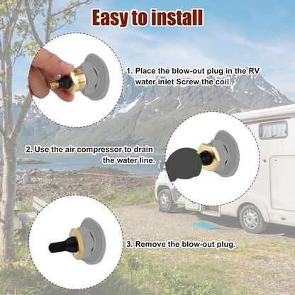 ❄️ 2-Pcs Brass RV Winterize Blowout Adapter 💨 Air Compressor Quick-Connect