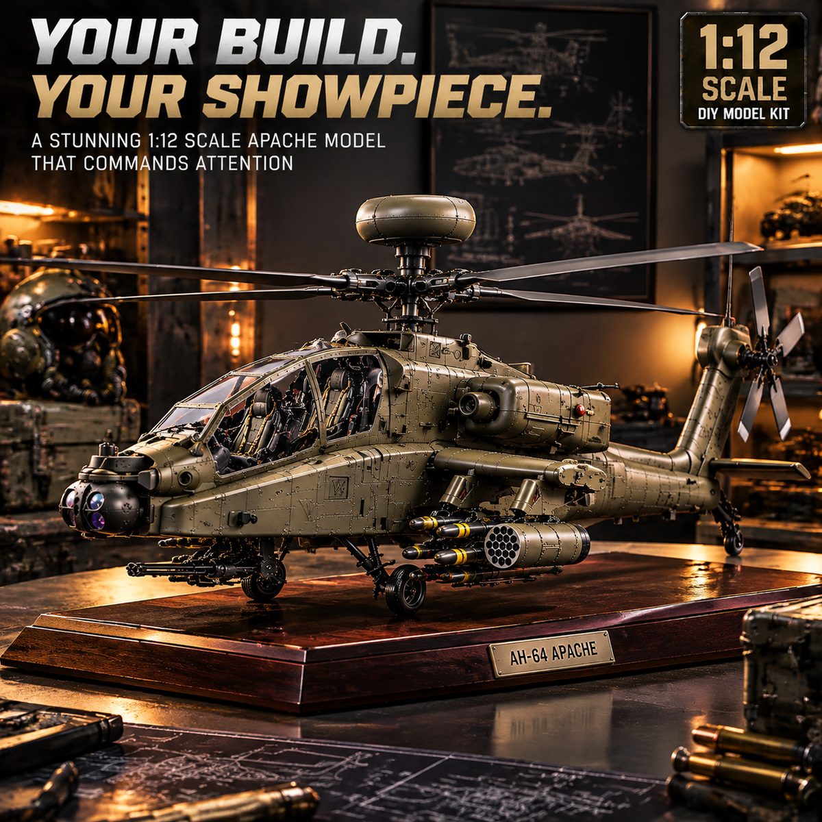 🔥🔥LAST DAY 49% OFF🚁Apache Attack Helicopter Model Kit – Build Your Own Military Aviation Legend