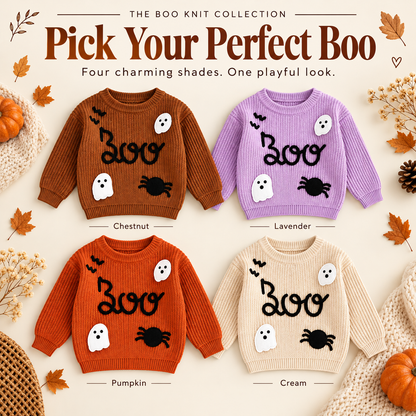 👻Kids Halloween Boo Ghost Knit Sweater – Cute Fall Pullover 🎃