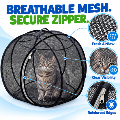 🐱🌿 FreshAir Cat Haven™ – Pop-Up Mesh Playpen