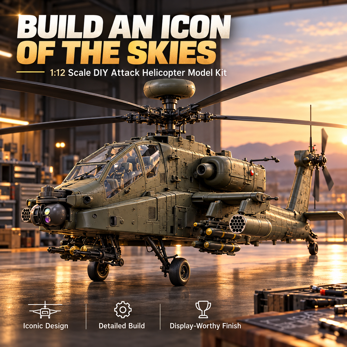 🔥🔥LAST DAY 49% OFF🚁Apache Attack Helicopter Model Kit – Build Your Own Military Aviation Legend