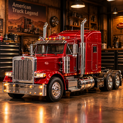 🚛 Classic American Long-Nose Truck Model Kit - Red Semi DIY Build 🛠️