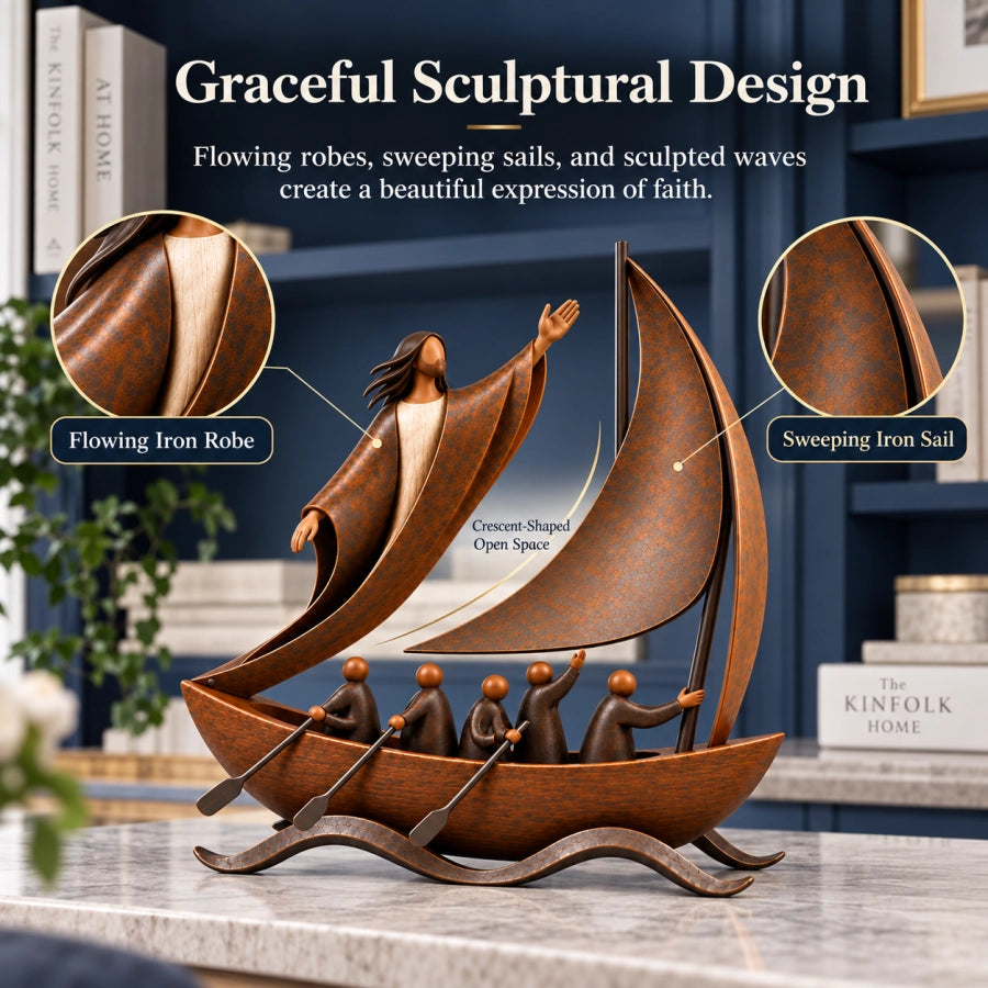 ⛵✝️ Faith Will Carry You – Hope & Perseverance Sailboat Decor