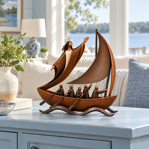 ⛵✝️ Faith Will Carry You – Hope & Perseverance Sailboat Decor